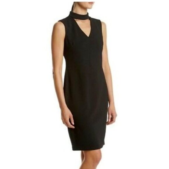 CALVIN KLEIN Front Keyhole Black Sheath Dress - Picture 3 of 8